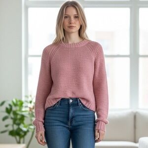 American Eagle Sheer Angora Wool Blend Knit Sweater Pink Small NWT